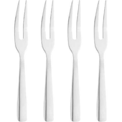 Conjunto 4 Mini Garfos Petisco Inox Wolff 2 Dentes Aperitivo