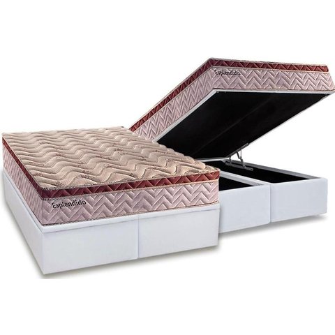 Cama Box Baú Queen: Colchão Molas Ensacadas Paropas MasterPocket Esplêndido Bordô + Base CRC Courano