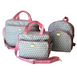 kit Bolsa bebê mochila desenho Gravida Rosa 3pçs - moderno - 1