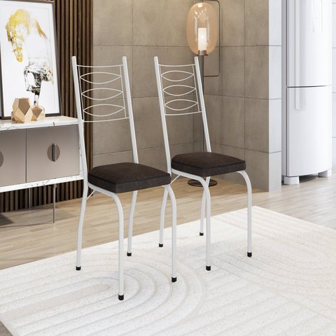 Kit 2 Cadeiras para Sala de Jantar Lite Branco/Imbuia