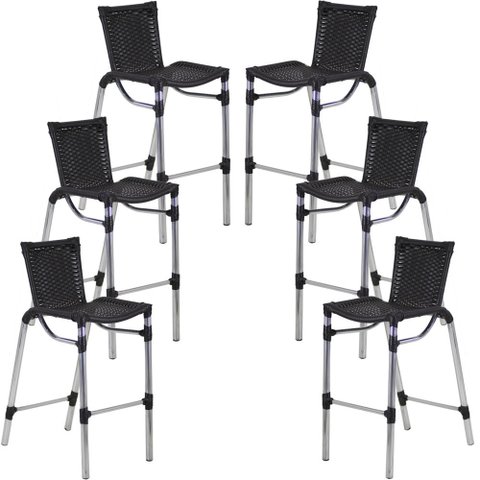 Kit 6 Banquetas Alumínio Fortaleza Alta para Balcão Cozinha Bar Trama Original