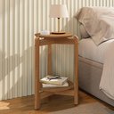 Ver imagem 1 de Mesa Lateral Sala Lizz com Pés de Madeira Maciça Cedro