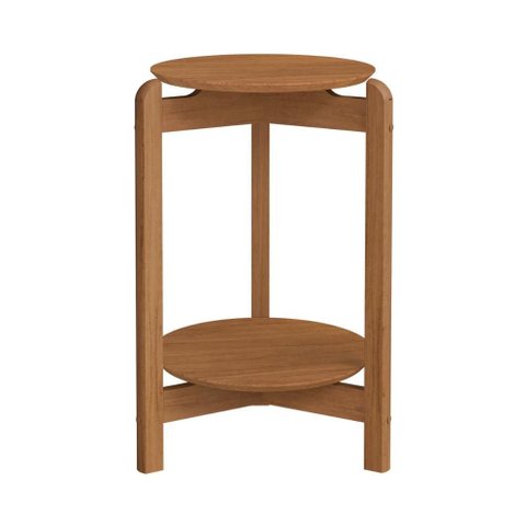 Mesa Lateral Sala Lizz com Pés de Madeira Maciça Cedro