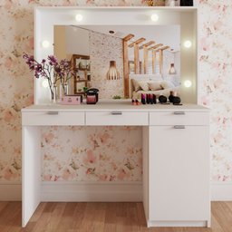 Penteadeira Camarim Milão 1 Porta 3 Gavetas Branco - Panorama Móveis - 2 Penteadeira Camarim Milão 1 Porta 3 Gavetas Branco - Panorama Móveis - 2