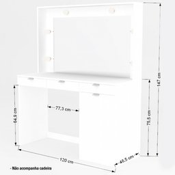 Penteadeira Camarim Milão 1 Porta 3 Gavetas Branco - Panorama Móveis - 3