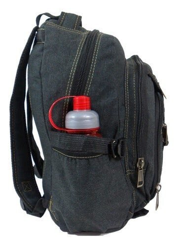 Mochila Bolsa Em Lona Reforçada Escolar Trabalho Passeio Viagem Trilha - Preto - Liso - 4