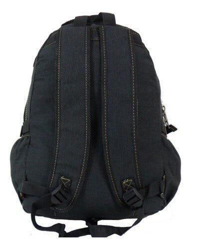 Mochila Bolsa Em Lona Reforçada Escolar Trabalho Passeio Viagem Trilha - Preto - Liso - 5