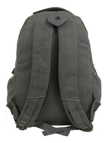 Bolsa Mochila Em Lona Resistente Escolar Trabalho Viagem Unissex - Verde - Liso - 6