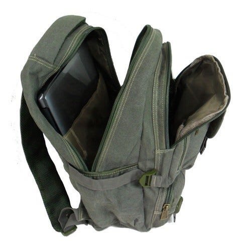 Bolsa Mochila Em Lona Resistente Escolar Trabalho Viagem Unissex - Verde - Liso - 4