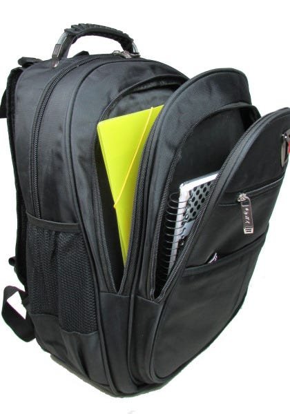 Mochila Bolsa Notebook Escolar Trabalho Viagem Passeio Impermeável Unissex - Preto - Liso - 4