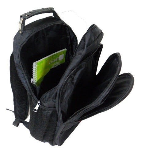 Mochila Bolsa Notebook Escolar Trabalho Viagem Passeio Masculino Feminino - Preto - Liso - 3