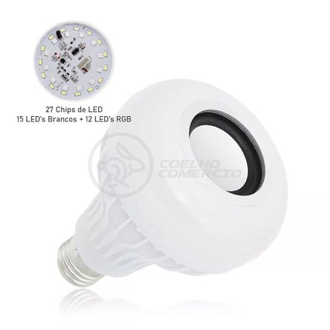 Lâmpada Led 12w E27 Rgb Colorida com Caixa de Som