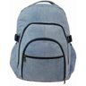 Mochila Bolsa Em Jeans Reforçado Escola Trabalho Viagem Passeio Unissex - Azul claro - Liso - 2