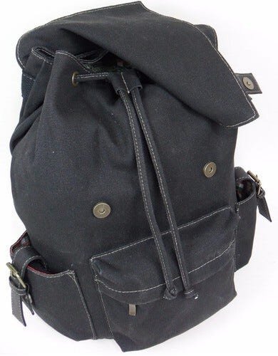 Mochila Bolsa Em Lona Vintage Resistente Masculina Feminina - Preto - Liso - 3
