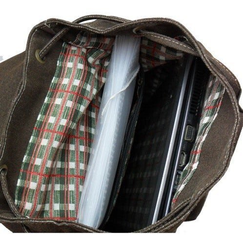 Mochila Bolsa Em Lona Vintage Resistente Masculina Feminina - Marrom - Liso - 4