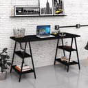 Ver imagem 2 de Mesa Escrivaninha Cavalete 150cm Estilo Industrial Prisma C08 Preto Ônix/Preto - Mpozenato
