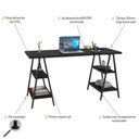Ver imagem 3 de Mesa Escrivaninha Cavalete 150cm Estilo Industrial Prisma C08 Preto Ônix/Preto - Mpozenato