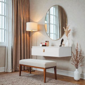 Mesa de Maquiagem Suspensa Branco com Espelho Camarim