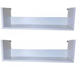 Kit 2 Prateleira U Reforçado Branco 50x20p de Parede Livros Pesados - 1