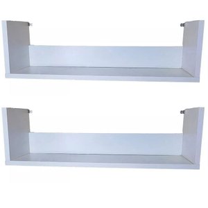 Kit 2 Prateleira U Reforçado Branco 50x20p de Parede Livros Pesados