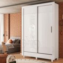 Ver imagem 5 de Guarda Roupa Casal Bélgica 2 Portas de Correr 2 Gavetas MDP Branco Brilho com Armário Multiuso Fit