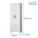 Ver imagem 4 de Guarda Roupa Casal Bélgica 2 Portas de Correr 2 Gavetas MDP Branco Brilho com Armário Multiuso Fit