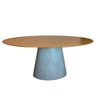 Mesa Cone Cimento Queimado Oval 180x100cm Tampo Freijó Marrom - 1