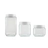 Kit 3 Potes de Vidro Quadrado Porta Mantimentos Invicta - Branca - 1