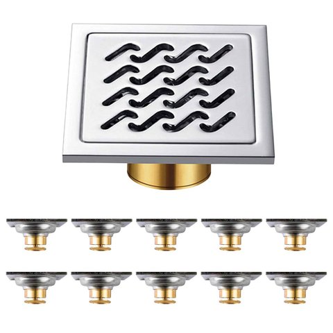 Ralo 10x10 Aço Inox Banheiro Kit 10 Uni Lavabo Anti Odor Anti Inseto Higienico Seguro Anti Corrosao 