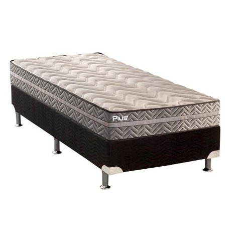 Cama Box Solteiro: Colchão Espuma Paropas D45 Pasquale Plus + Base CRC Suede Black(88x188)