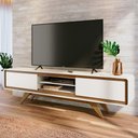 Ver imagem 1 de Rack TV 75 pol 220cm Orgânico 2 Portas Cecy Off White Z56 - Mpozenato