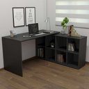 Ver imagem 2 de Mesa Escrivaninha em L Eron e Balcão 60cm 2 Portas Look A06 Preto - Mpozenato