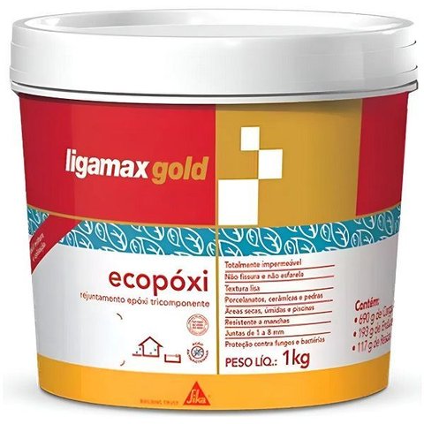 Rejunte Epoxi Ligamax Gold Ecopoxi 1kg Cinza
