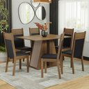 Ver imagem 1 de Conjunto Sala de Jantar Mesa Tampo de Madeira 6 Cadeiras Rustic/crema/preto Beverly Madesa