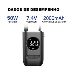 Bomba de Ar Elétrica Mini Compressor Digital Portátil para Pneus de Carro Moto Bicicleta e Bola - 4