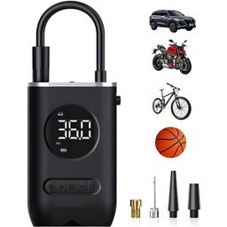 Bomba de Ar Elétrica Mini Compressor Digital Portátil para Pneus de Carro Moto Bicicleta e Bola - 2
