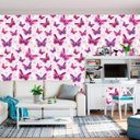 Ver imagem 2 de Papel De Parede Adesivo Borboletas Lilas E Rosas Sala Quarto