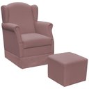 Ver imagem 1 de Poltrona de Amamentação com Balanço e Puff Elisa P02 Suede Rosê - Lyam Decor