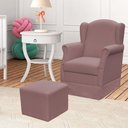 Ver imagem 2 de Poltrona de Amamentação com Balanço e Puff Elisa P02 Suede Rosê - Lyam Decor