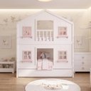 Ver imagem 1 de Treliche Casinha Dos Sonhos Madeira Maciça Branco Rosa Solteiro Housin