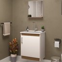 Ver imagem 4 de Conjunto para Banheiro Gabinete Lavatório e Espelheira Cesana 50cm B06 Branco Carvalho - Lyam Decor