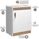 Ver mais imagens de Conjunto para Banheiro Gabinete Lavatório e Espelheira Cesana 50cm B06 Branco Carvalho - Lyam Decor
