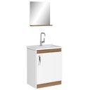 Ver imagem 1 de Conjunto para Banheiro Gabinete Lavatório e Espelheira Cesana 50cm B06 Branco Carvalho - Lyam Decor