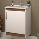 Ver imagem 6 de Conjunto para Banheiro Gabinete Lavatório e Espelheira Cesana 50cm B06 Branco Carvalho - Lyam Decor