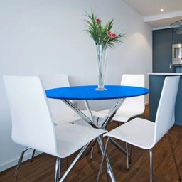 Tampo Redondo de Vidro Temperado Azul para Mesa 90cm 8mm - 1