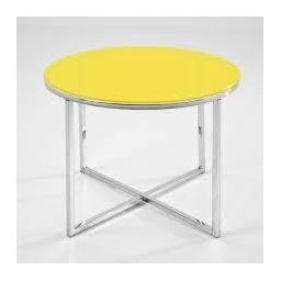 Tampo Redondo de Vidro Temperado Amarelo para Mesa 80cm 8mm - 1