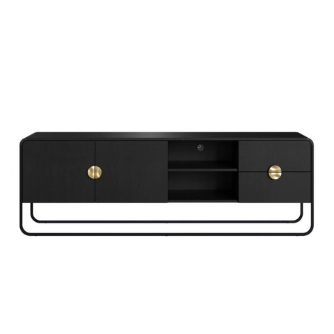 Conjunto Sala de Estar Buffet e Rack Estilo Orgânico Nero/preto