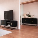 Ver imagem 4 de Conjunto Sala de Estar Buffet e Rack Estilo Orgânico Nero/preto