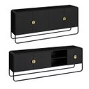 Ver imagem 2 de Conjunto Sala de Estar Buffet e Rack Estilo Orgânico Nero/preto
