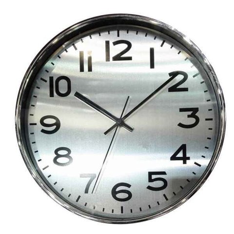 Relógio de Parede Plástico Cromado 34cm Zq0003 Btc